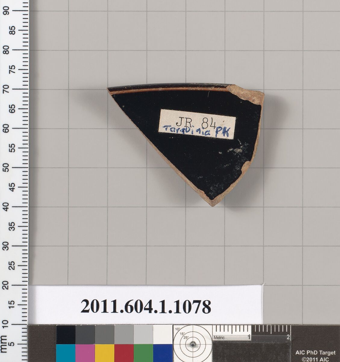 Terracotta rim fragment of a kylix (drinking cup), Attributed to the Tarquinia Painter [DvB], Terracotta, Greek, Attic