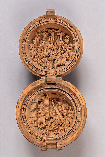 Prayer Bead with the Crucifixion and Jesus Carrying the Cross, Boxwood, Netherlandish 