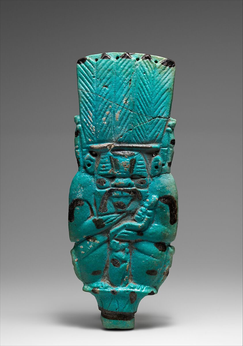 Bes-image Rattle, Faience 