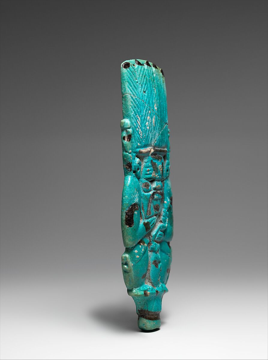 Bes-image Rattle, Faience