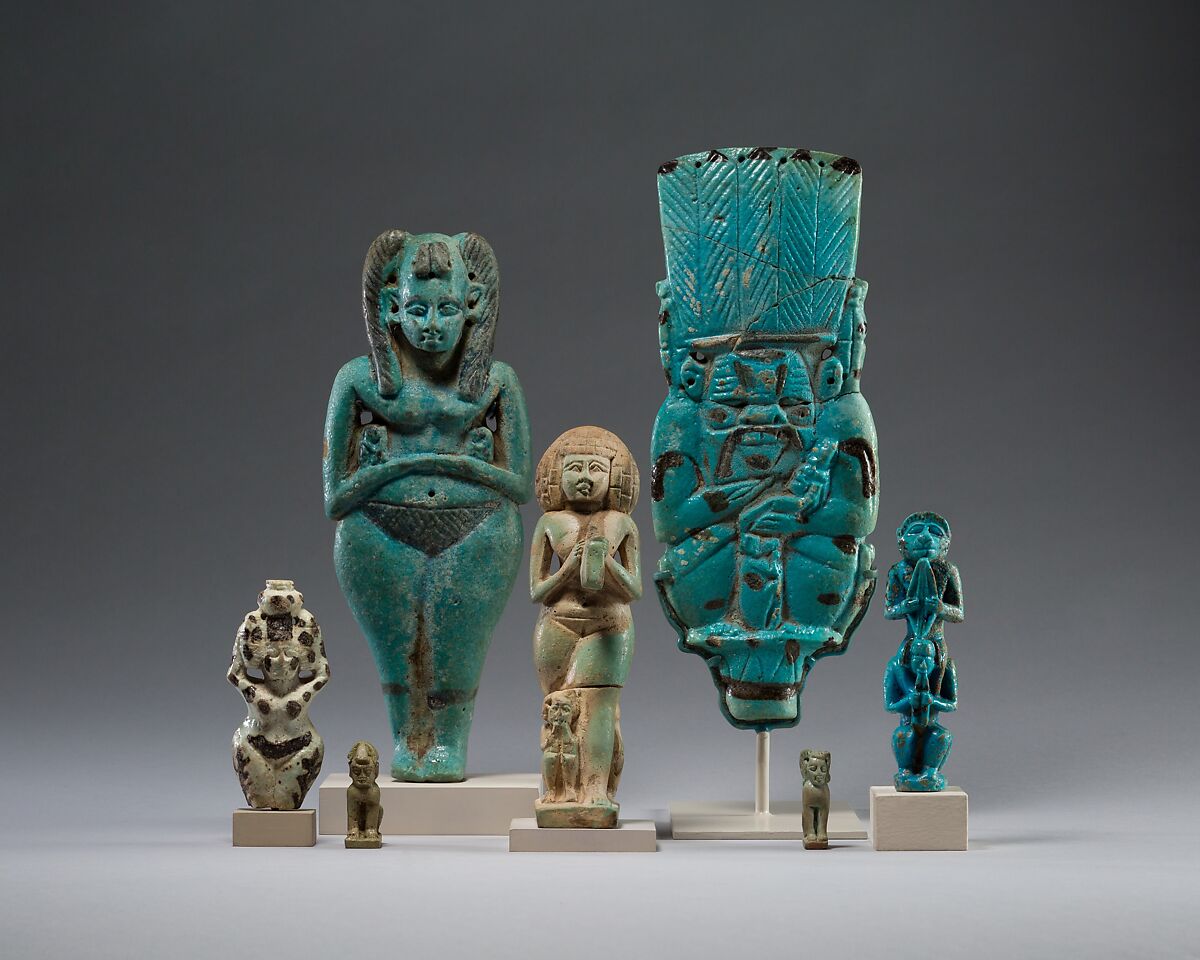 Bes-image Rattle, Faience