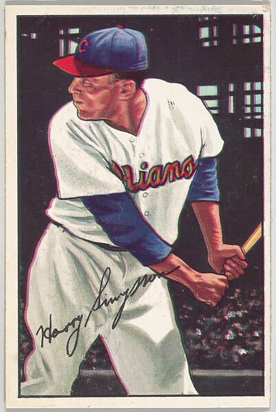 Harry Simpson, Outfield, Cleveland Indians, from Picture Cards, series 6 (R406-6) issued by Bowman Gum, Issued by Bowman Gum Company, Commercial color lithograph 