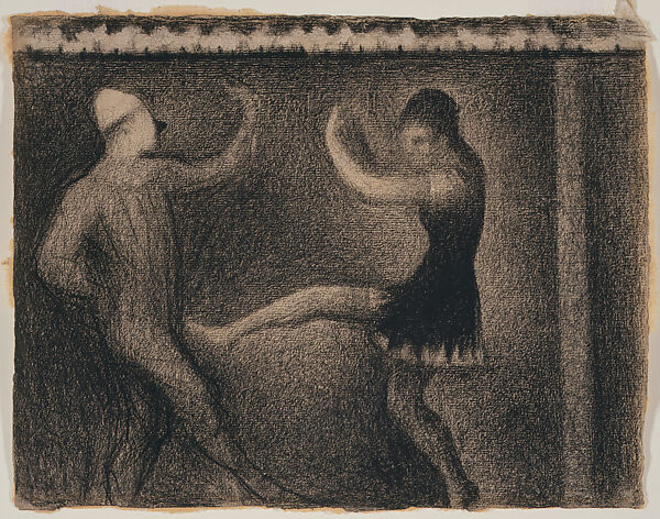 Pierrot and Colombine, Georges Seurat (French, Paris 1859–1891 Paris), Conté crayon on paper 