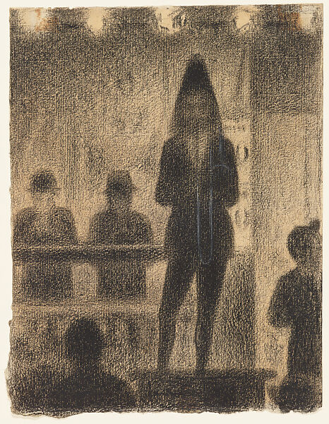 Trombonist, Georges Seurat (French, Paris 1859–1891 Paris), Conté crayon with white chalk on paper 