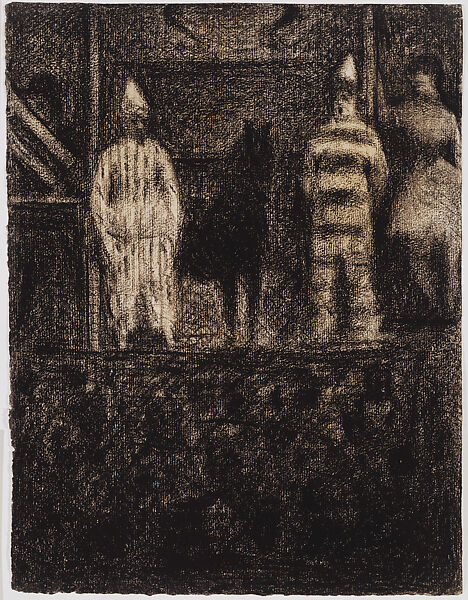 Sidewalk Show (Une Parade), Georges Seurat (French, Paris 1859–1891 Paris), Conté crayon on paper 