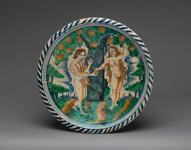 Display dish with the Temptation of Adam and Eve