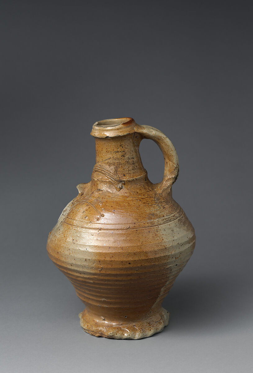 Face jug, Salt-glazed stoneware, German, Aachen or Raeren
