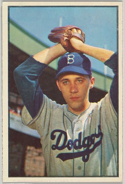 Issued by Bowman Gum Company, Billy Loes, Pitcher, Brooklyn Dodgers, from  Collector Series, Colors set, series 7 (R406-7) issued by Bowman Gum