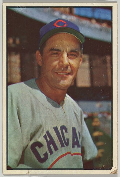 Issued by Bowman Gum Company, Phil Cavarretta, Manager, Chicago Cubs, from  Collector Series, Colors set, series 7 (R406-7) issued by Bowman Gum