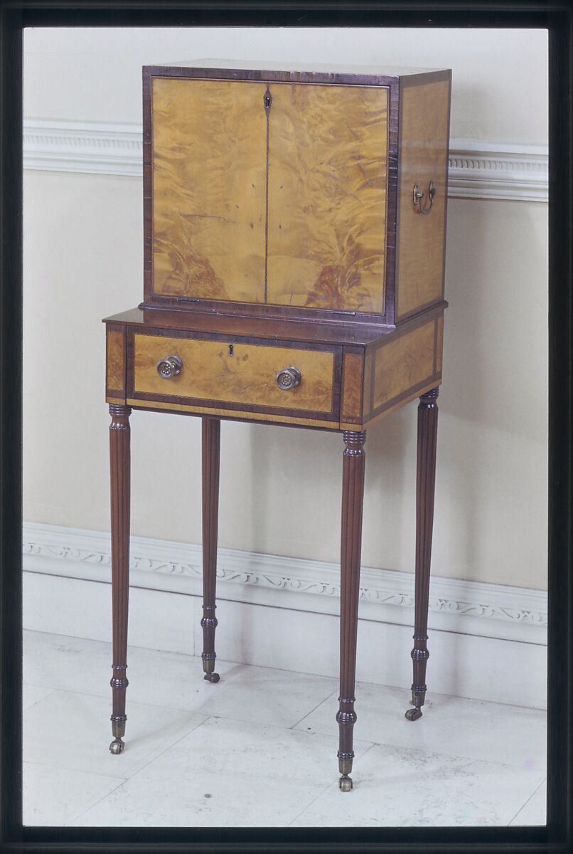 Portable Desk-on-frame Table, Maple veneer, mahogany, rosewood, tulip poplar, pine, American 