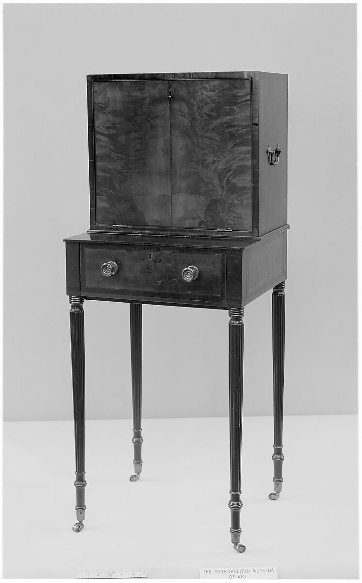 Portable Desk-on-frame Table, Maple veneer, mahogany, rosewood, tulip poplar, pine, American