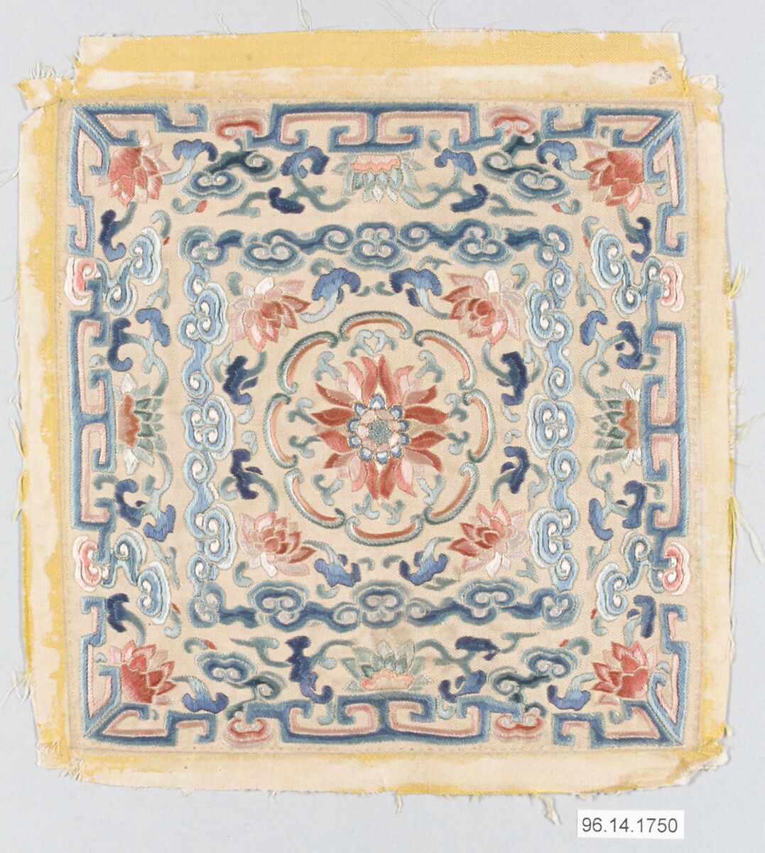 Panel, Silk, metallic thread;  on silk, China 