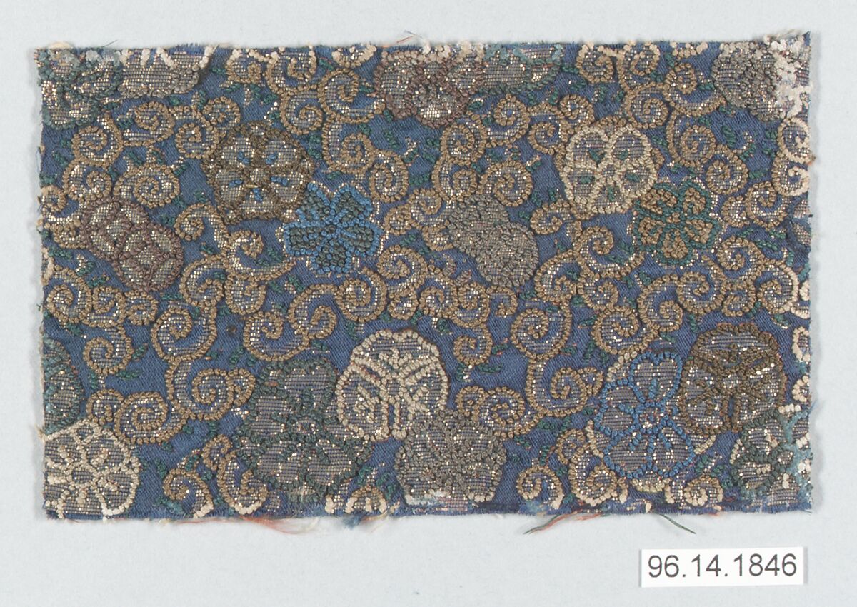 Piece, Silk;  on silk, metallic thread, Japan 