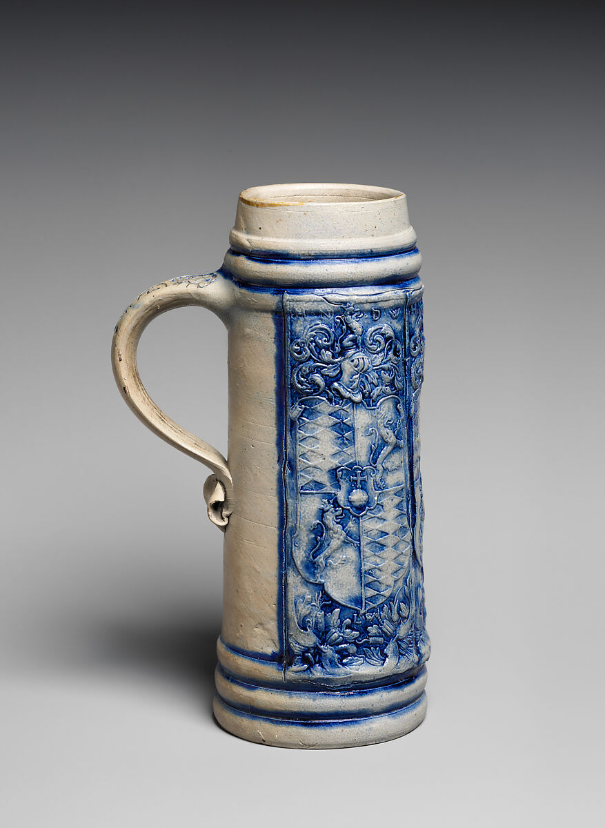 Tankard, Salt-glazed stoneware, German, probably Westerwald 