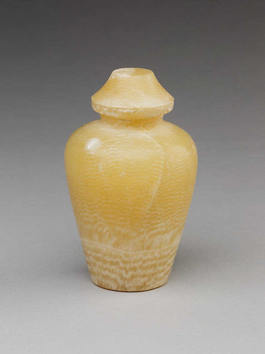 Libation jar with with lid, Travertine (Egyptian alabaster)