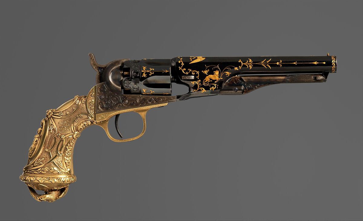 Colt Model 1862 Police Revolver, serial no. 38549, Colt's Patent Fire Arms Manufacturing Company (American, Hartford, Connecticut, 1855–present), Steel, gold, copper alloy (brass), American, Hartford, Connecticut and New York