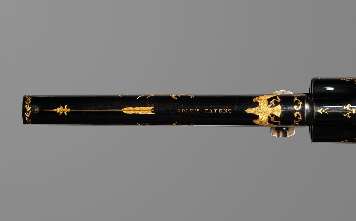 Colt Model 1862 Police Revolver, serial no. 38549, Colt's Patent Fire Arms Manufacturing Company (American, Hartford, Connecticut, 1855–present), Steel, gold, copper alloy (brass), American, Hartford, Connecticut and New York