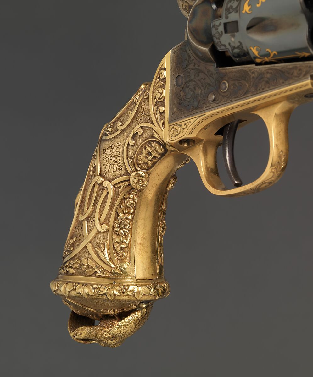 Colt Model 1862 Police Revolver, serial no. 38549, Colt's Patent Fire Arms Manufacturing Company (American, Hartford, Connecticut, 1855–present), Steel, gold, copper alloy (brass), American, Hartford, Connecticut and New York