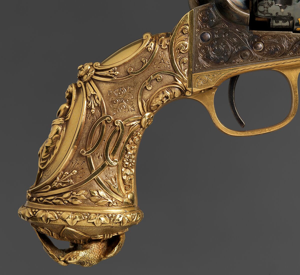 Colt Model 1862 Police Revolver, serial no. 38549, Colt's Patent Fire Arms Manufacturing Company (American, Hartford, Connecticut, 1855–present), Steel, gold, copper alloy (brass), American, Hartford, Connecticut and New York