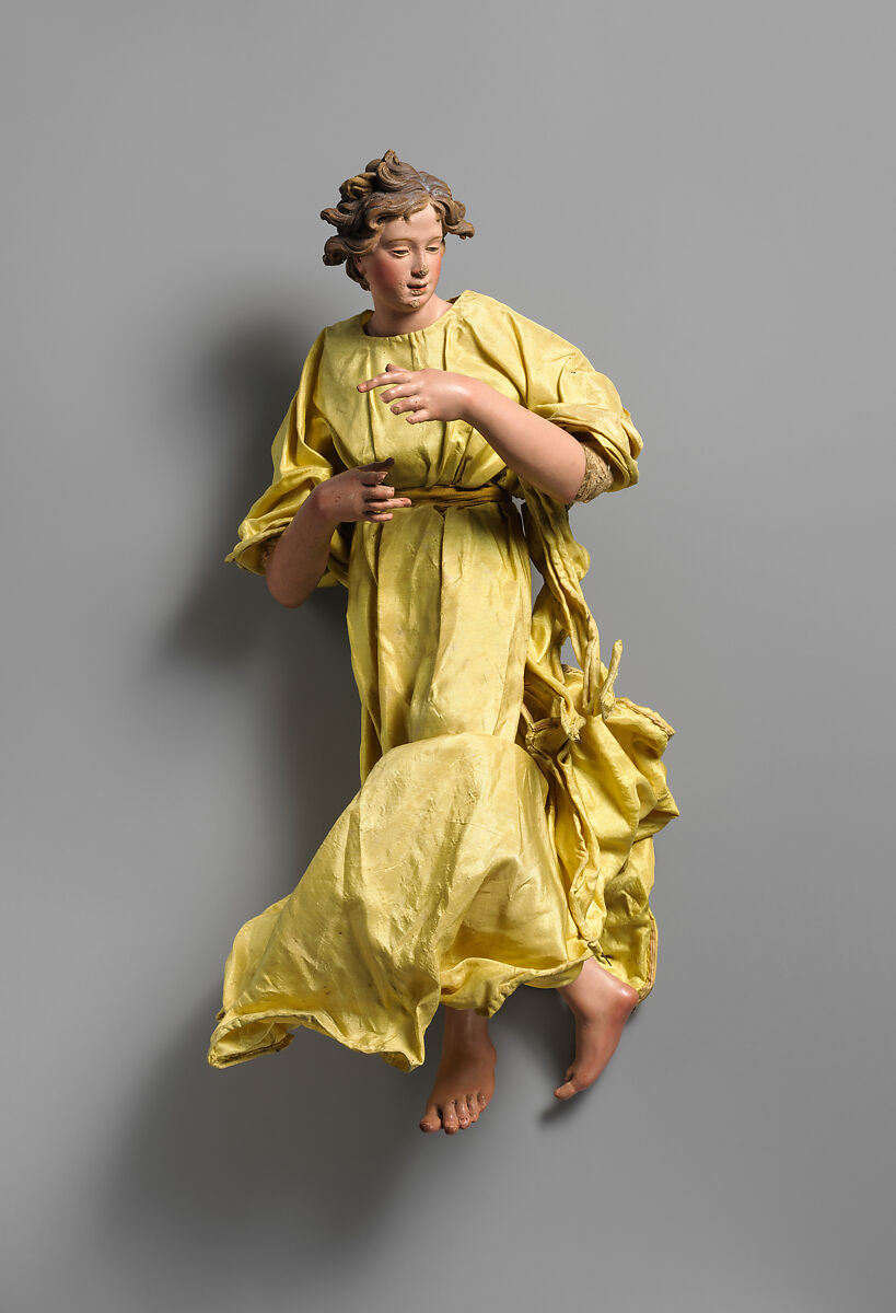 Angel with yellow dress, Mixed media, Italian 