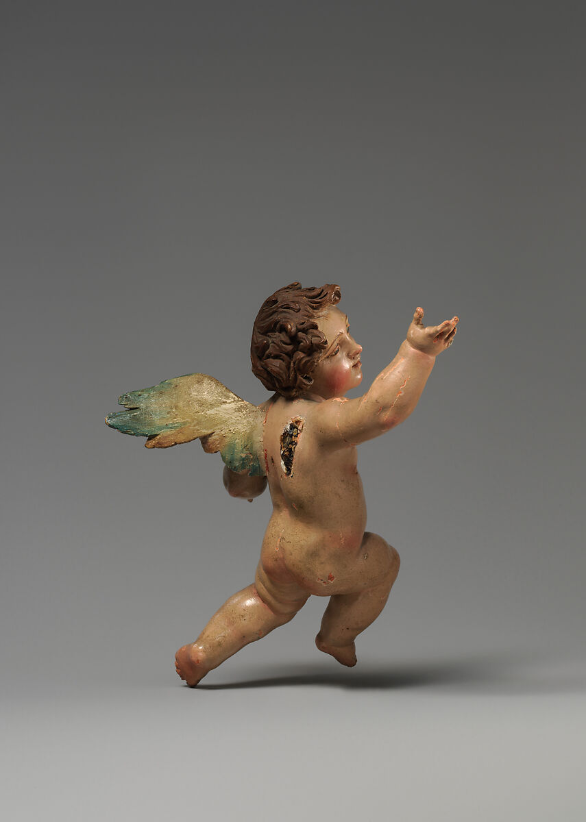 Cherub with outstretched arms, Mixed media, Italian