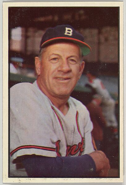 Charlie Grimm, Manager, Milwaukee Braves, from Collector Series, Colors set, series 7 (R406-7) issued by Bowman Gum, Issued by Bowman Gum Company, Commercial color lithograph 