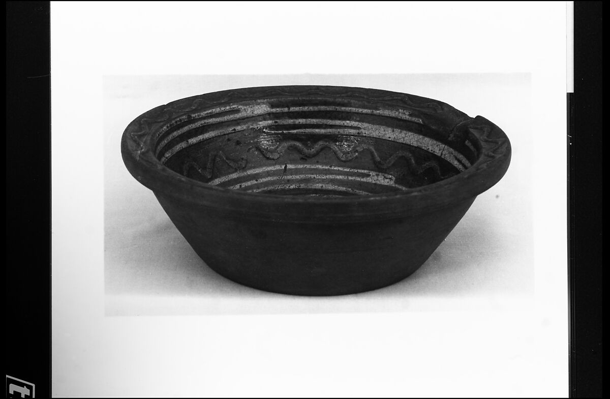 Bowl, Earthenware with slip decoration, American 