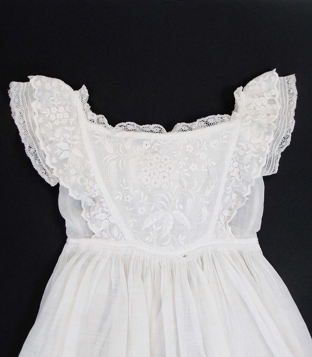 Christening robe, cotton, mother-of-pearl, probably French
