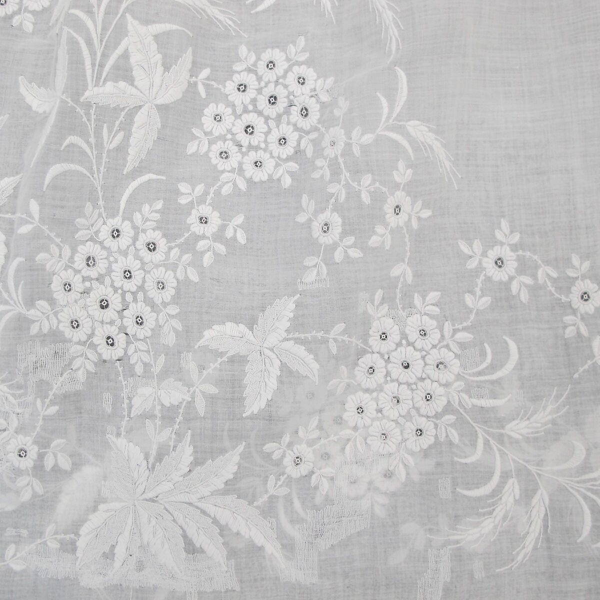 Christening robe, cotton, mother-of-pearl, probably French