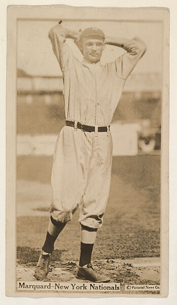 Marquard, New York Nationals, from the Famous Baseball Players, Champion Athletes, and Photo Play Stars, issued by Fatima Turkish Blend Cigarettes, Issued by Liggett &amp; Myers Tobacco Company (American, North Carolina), Commercial photograph 