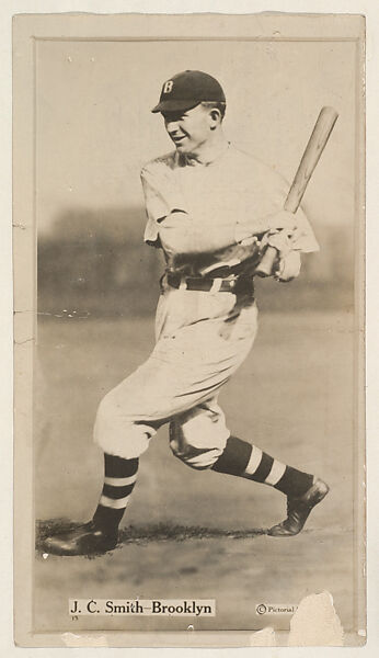 J. C. Smith, Brooklyn, from the Famous Baseball Players, Champion Athletes, and Photo Play Stars, issued by Fatima Turkish Blend Cigarettes, Issued by Liggett &amp; Myers Tobacco Company (American, North Carolina), Commercial photograph 