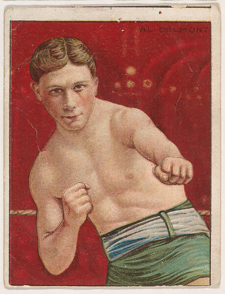 Al Delmont, from the Champion Pugilists series (T219), issued by Mecca and Hassan Cigarettes, Issued by Mecca Cigarettes (American), Commercial color lithograph 