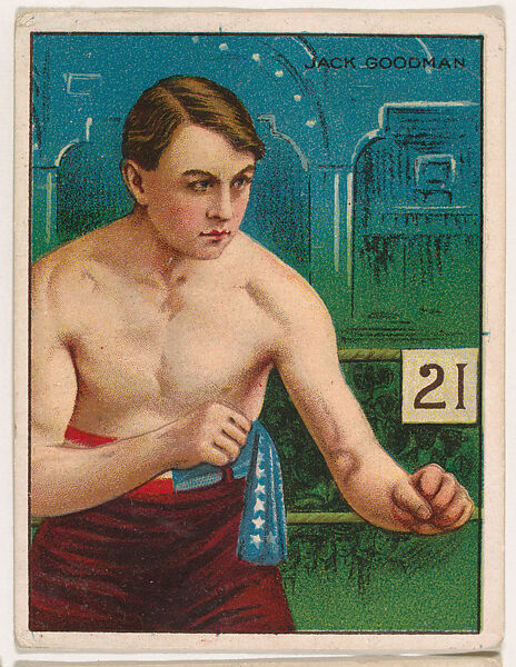 Jack Goodman, from the Champion Pugilists series (T219), issued by Mecca and Hassan Cigarettes, Issued by Mecca Cigarettes (American), Commercial color lithograph 