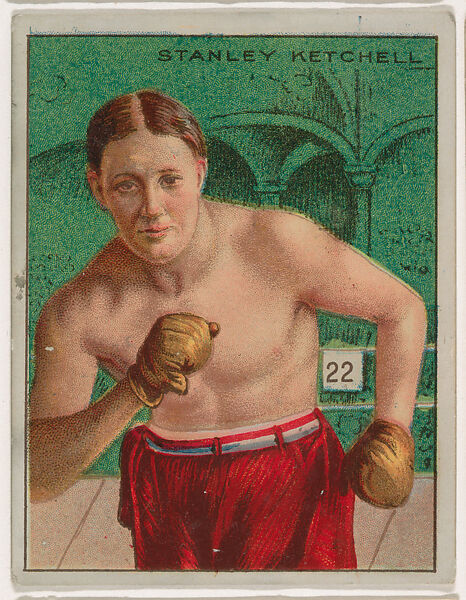 Stanley Ketchel, from the Champion Pugilists series (T219), issued by Mecca and Hassan Cigarettes, Issued by Mecca Cigarettes (American), Commercial color lithograph 