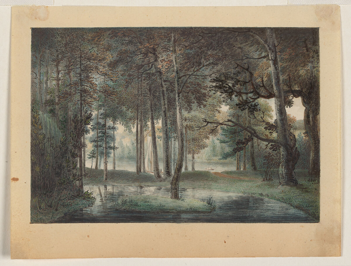 A View from the Artist's Estate, Springland, or the Elysian Bower, William Russell Birch (American (born England), Warwick 1755–1834 Philadelphia, Pennsylvania), Watercolor, ink and graphite on paper, framed. 