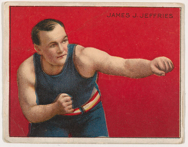James J. Jeffries, from the Champion Pugilists series (T219), issued by Mecca and Hassan Cigarettes, Issued by Mecca Cigarettes (American), Commercial color lithograph 