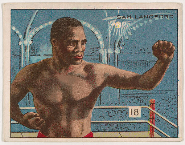 Sam Langford, from the Champion Pugilists series (T219), issued by Mecca and Hassan Cigarettes, Issued by Mecca Cigarettes (American), Commercial color lithograph 