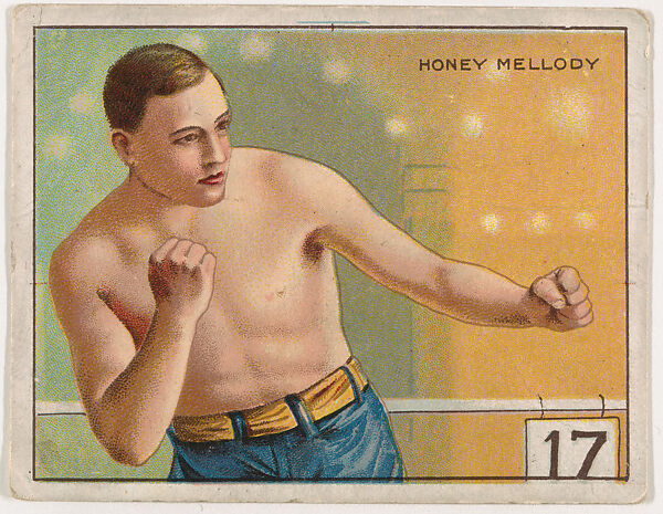 Honey Mellody, from the Champion Pugilists series (T219), issued by Mecca and Hassan Cigarettes, Issued by Mecca Cigarettes (American), Commercial color lithograph 
