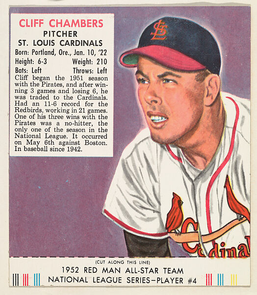 1952 ST. LOUIS CARDINALS Print Vintage Baseball Poster 