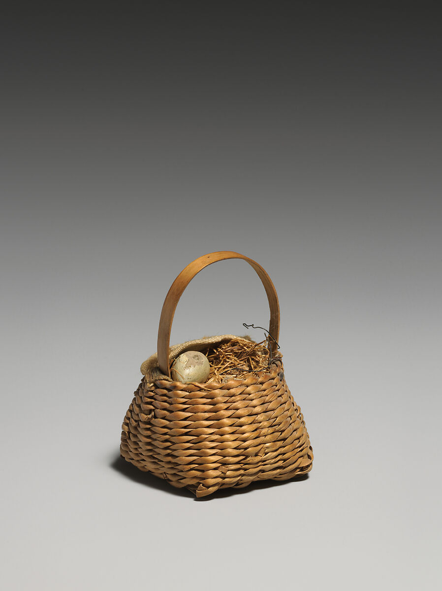 Handled basket with fruit, Wicker, wax, Italian 