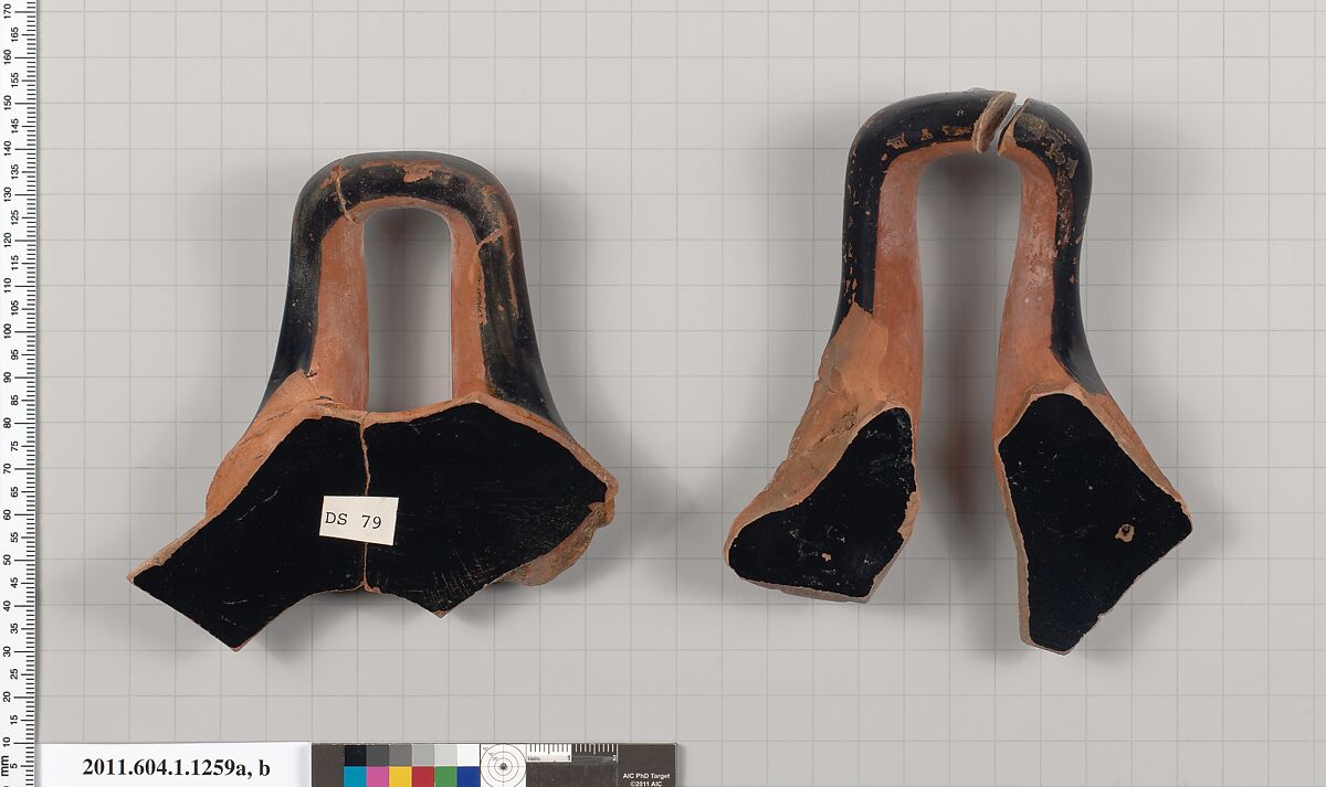 Terracotta fragments of kylikes (drinking cups), Terracotta, Greek, Attic