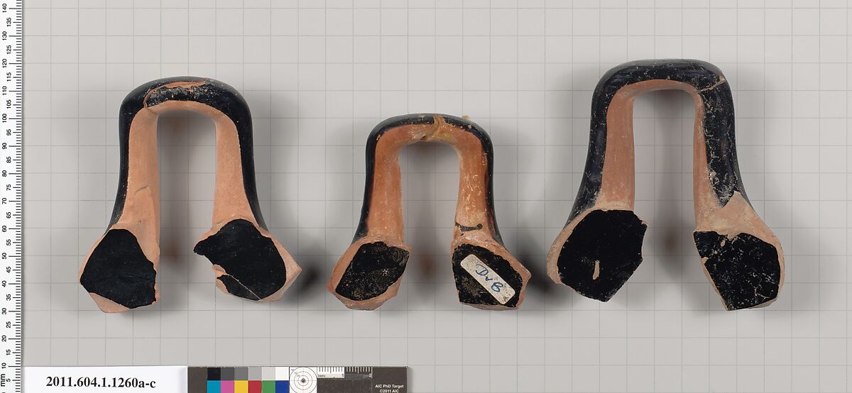 Terracotta fragments of kylikes (drinking cups), Terracotta, Greek, Attic
