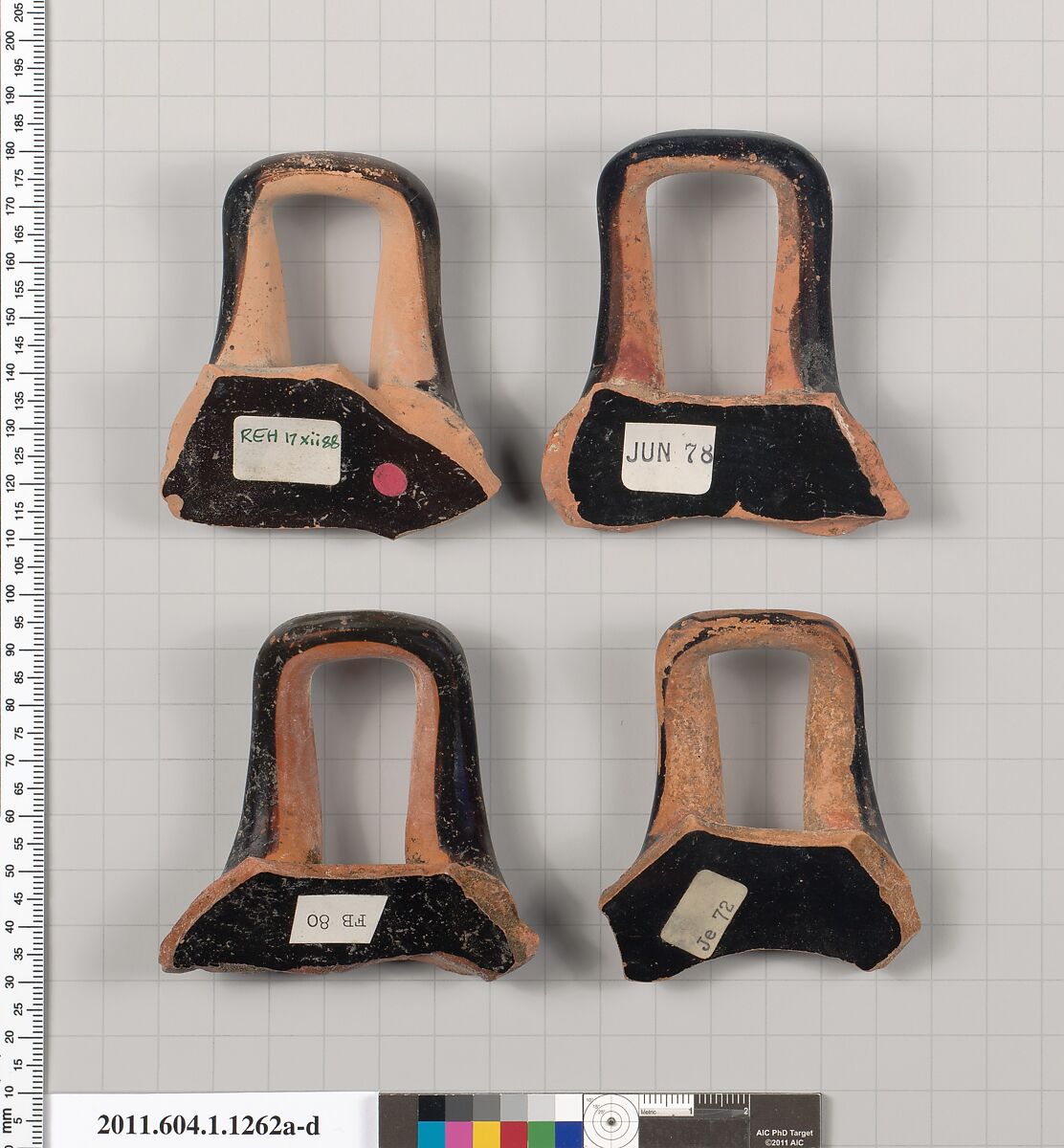 Terracotta fragments of kylikes (drinking cups), Terracotta, Greek, Attic