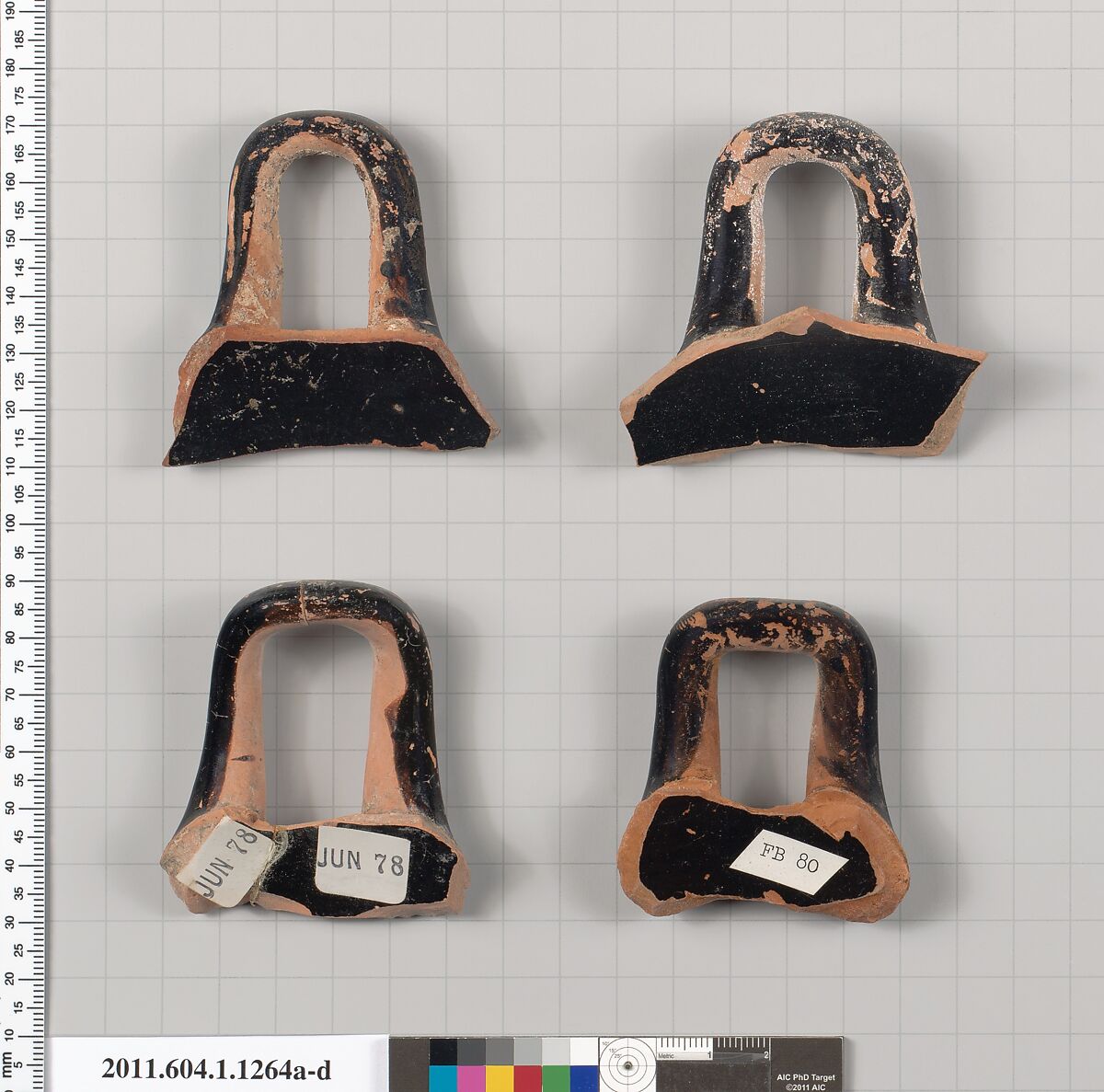 Terracotta fragments of kylikes (drinking cups), Terracotta, Greek, Attic