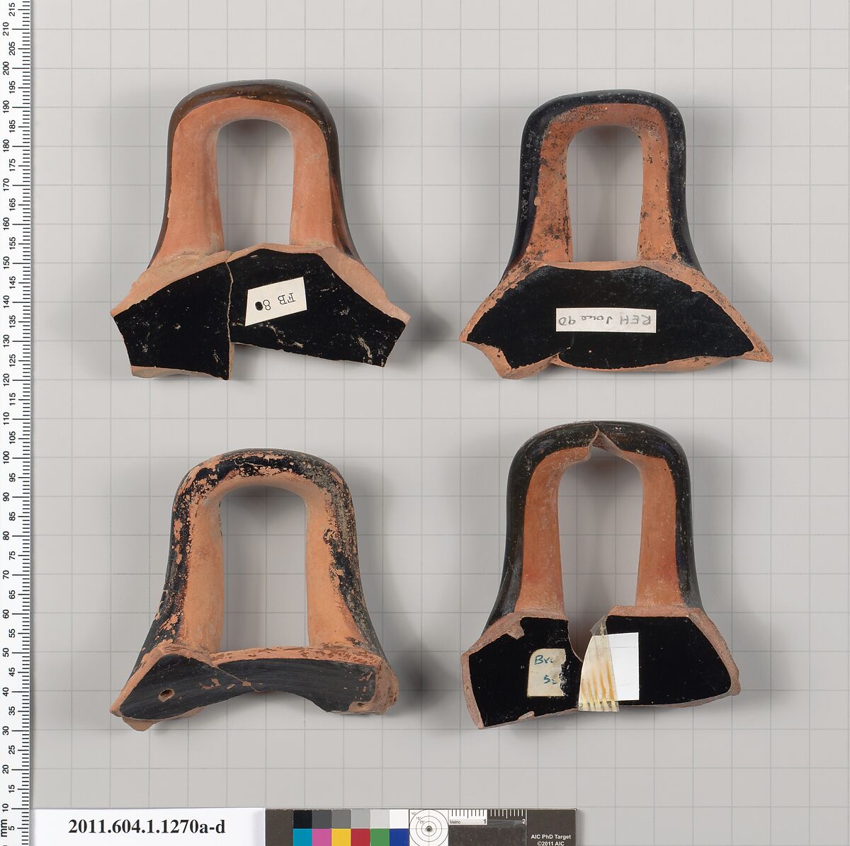 Terracotta fragments of kylikes (drinking cups), Terracotta, Greek, Attic