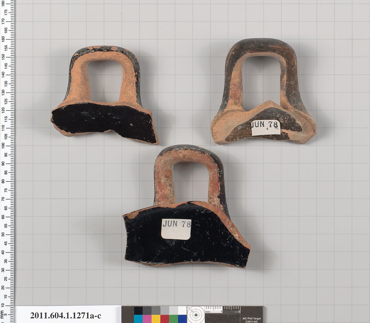 Terracotta fragments of kylikes (drinking cups), Terracotta, Greek, Attic