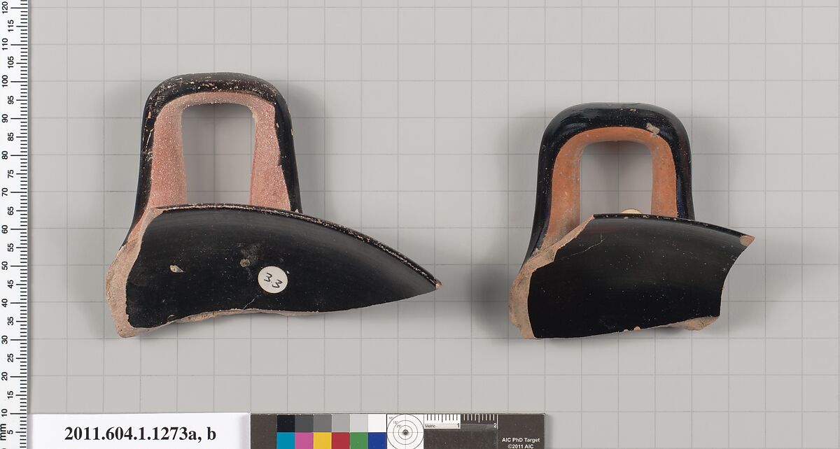 Terracotta fragments of kylikes (drinking cups), Terracotta, Greek, Attic