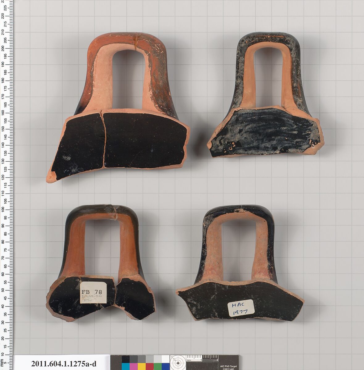 Terracotta fragments of kylikes (drinking cups), Terracotta, Greek, Attic