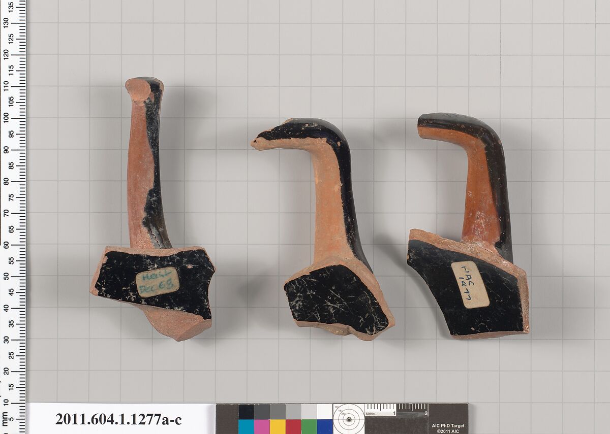 Terracotta fragments of kylikes (drinking cups), Terracotta, Greek, Attic