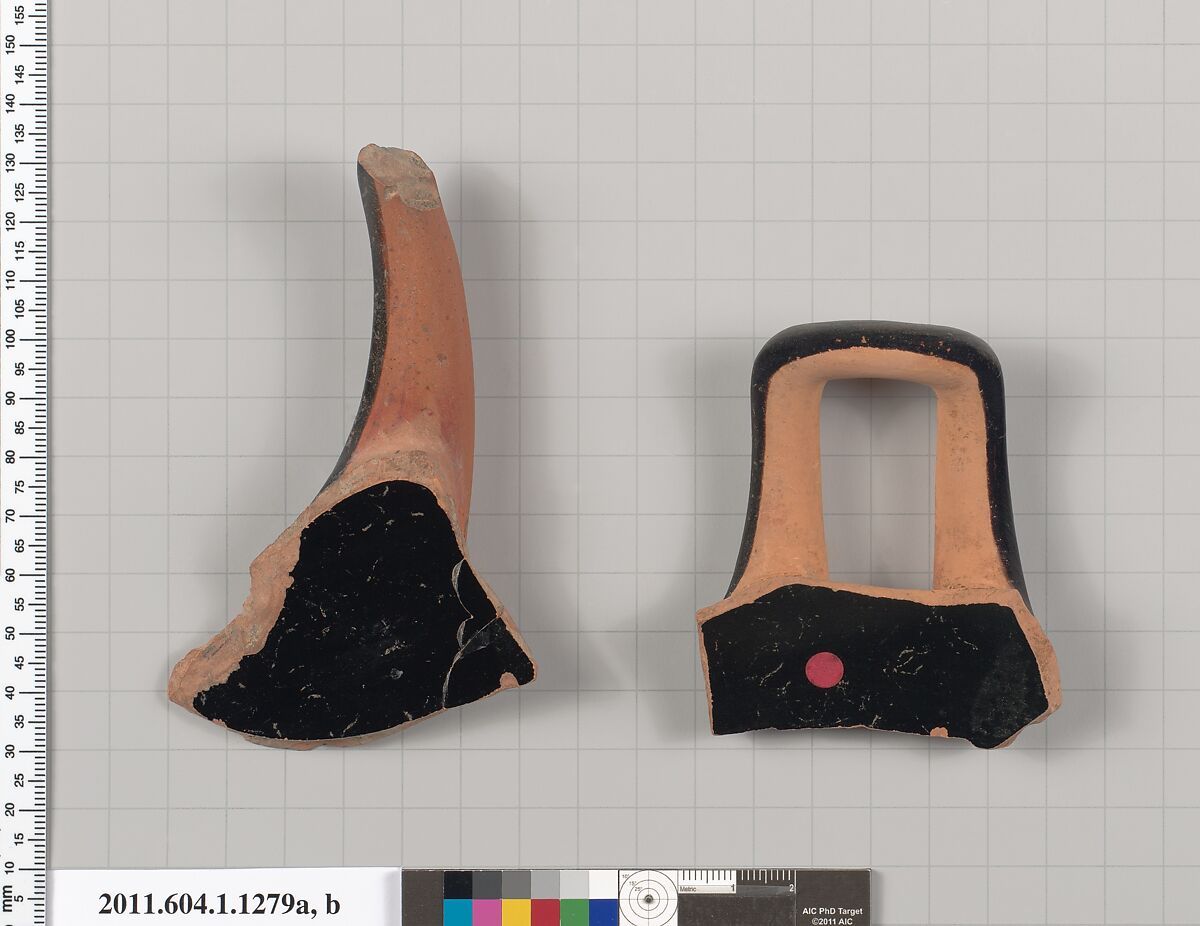 Terracotta fragments of kylikes (drinking cups), Terracotta, Greek, Attic